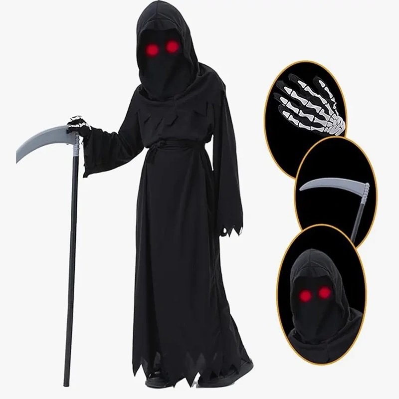 Halloweenské focení Cool Black Kids Grim Reaper Robe